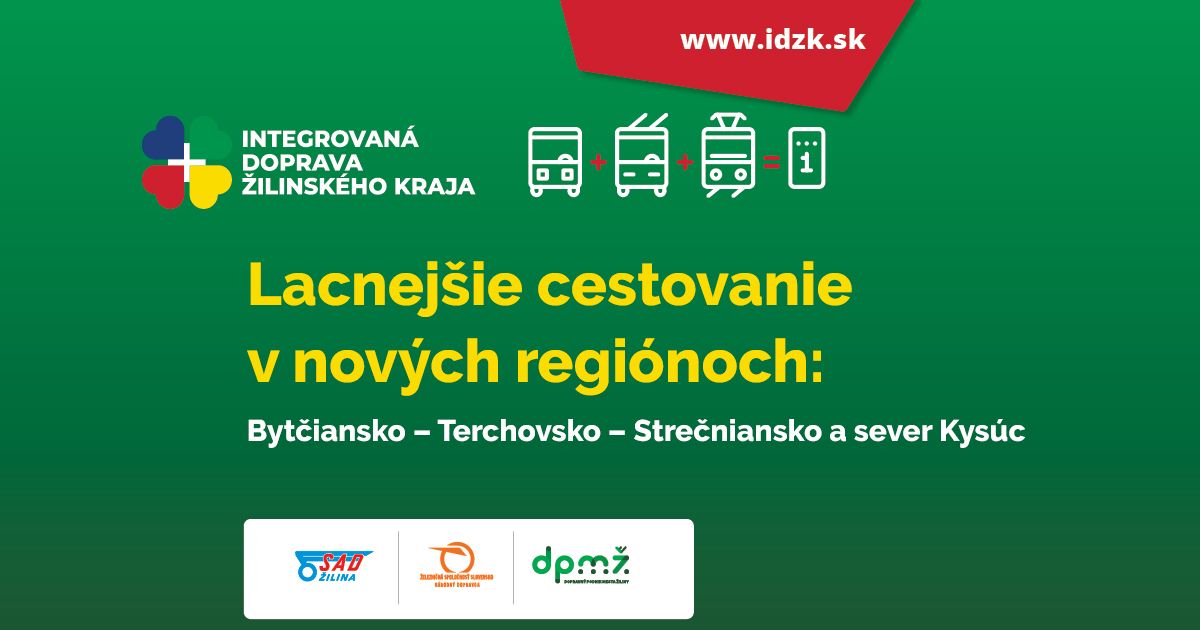 IDS sa rozširuje: cestovanie bude lacnejšie aj v regiónoch Bytčiansko – Terchovsko – Strečniansko a sever Kysúc 